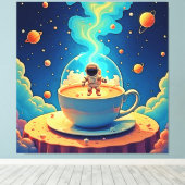 宇宙飛行士 コーヒー スペースアート キャンバスプリント (インサイチュ (ウッドフロア))