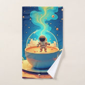 宇宙飛行士 コーヒー スペースアート バスタオルセット (ハンドタオル)