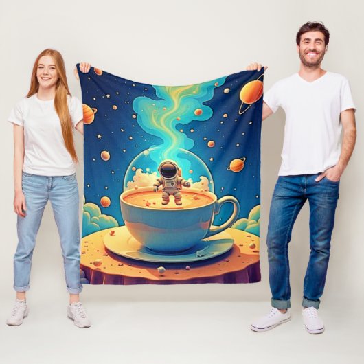宇宙飛行士 コーヒー スペースアート フリースブランケット (インサイチュ)