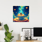宇宙飛行士 コーヒー スペースアート ポスター (ホームオフィス)