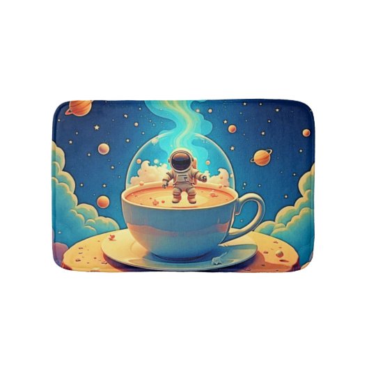 宇宙飛行士 コーヒー スペース アート バスマット (正面)