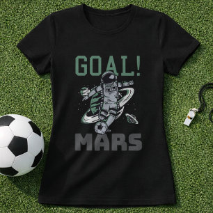 宇宙飛行士 サッカーゴール 火星 フットボール スペース ユーモア Tシャツ