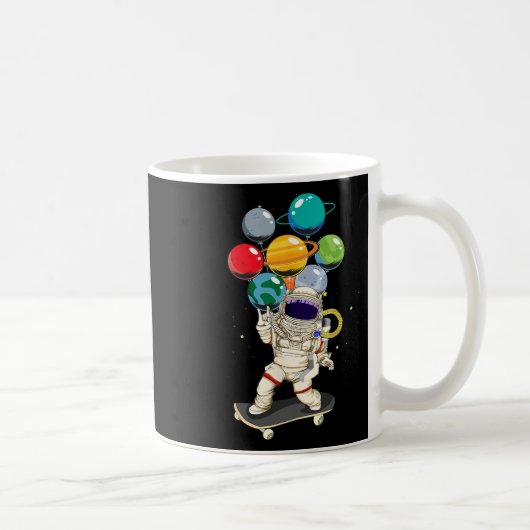宇宙飛行士 スケートボード 子供 風船 惑星 宇宙 S コーヒーマグカップ (右)