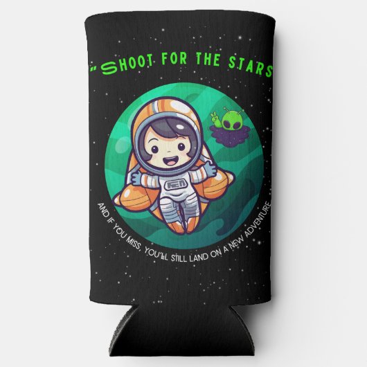 宇宙飛行士、スタートのための撮影 スリム缶クーラー (正面)