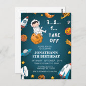 宇宙飛行士 スペース 惑星 ダークテーマ 誕生日 ポストカード (正面/裏面)