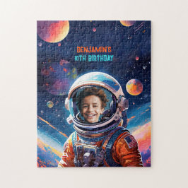 宇宙飛行士+ディープスペース+スカイ+惑星+写真+バースデー ジグソーパズル