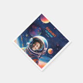 宇宙飛行士+ディープスペース+スカイ+惑星+写真+バースデー スタンダードカクテルナプキン (角)