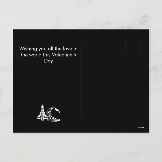 宇宙飛行士、ハッピーバレンタインデーのパーソナライズ名 シーズンポストカード (裏面)