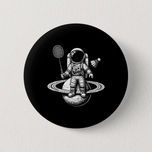 宇宙飛行士 バドミントン プレーヤー シャトル スポーツ 缶バッジ (正面)