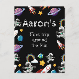 宇宙飛行士 ブラック ファースト バースデー パーティー ポストカード