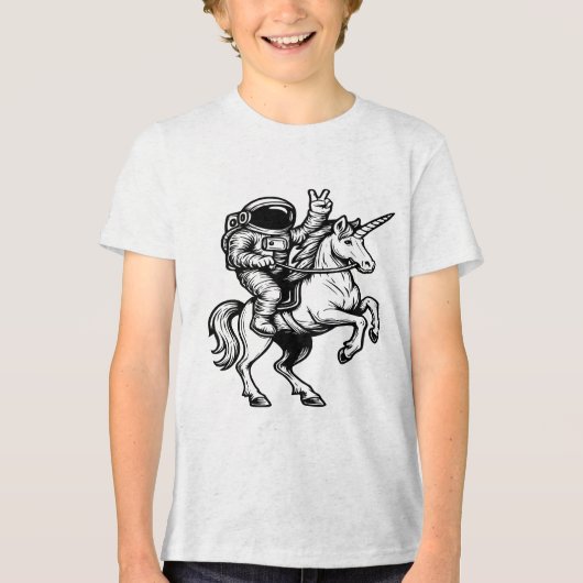 宇宙飛行士 ユニコーン乗り物 トライブレンドTシャツ (正面)