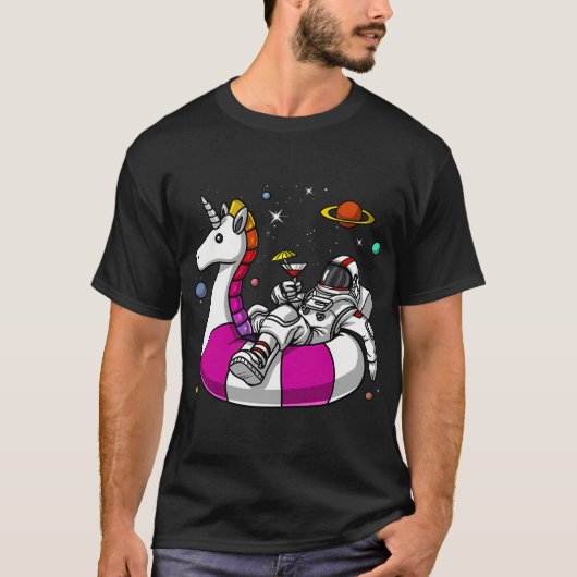 宇宙飛行士+ユニコーン+フロート Tシャツ (正面)
