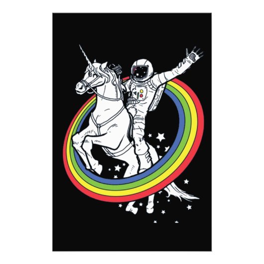 宇宙飛行士 ユニコーン 乗馬 フォトプリント (正面)