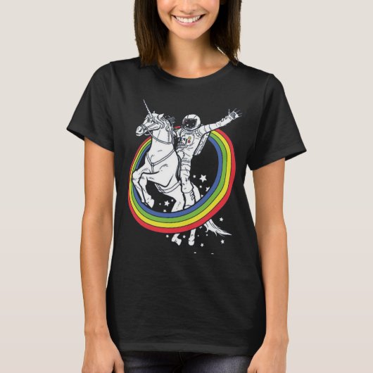 宇宙飛行士 ユニコーン 乗馬 Tシャツ (正面)