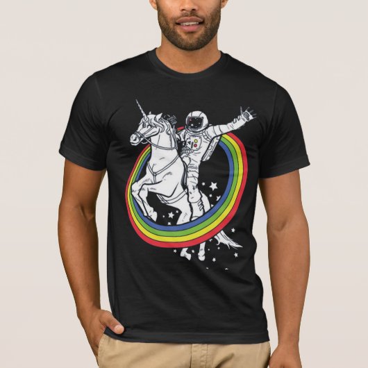 宇宙飛行士+ユニコーン+Tシャツ Tシャツ (正面)