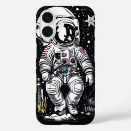 宇宙飛行士：レトロ宇宙飛行士 iPhone 16ケース