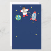 宇宙飛行士、ロケットの船、男の子のための宇宙、 便箋 (正面/裏面)