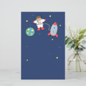 宇宙飛行士、ロケットの船、男の子のための宇宙、 便箋 (スタンド正面)