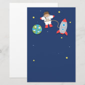宇宙飛行士、ロケット、宇宙、男の子向け 便箋 (正面/裏面)