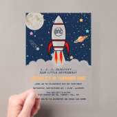 宇宙飛行士 ロケット 宇宙 1歳の誕生日 アクリル招待状 (インサイチュ (ポータブル))