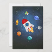 宇宙飛行士 ロケット 船 宇宙 惑星 誕生日 パーティー 招待状 (裏面)
