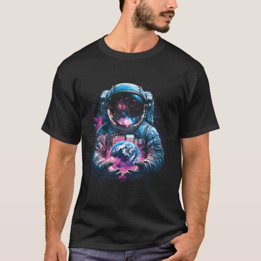 宇宙飛行士 地球 外宇宙 銀河 宇宙 Tシャツ (正面)