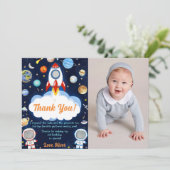 宇宙飛行士　外宇宙　誕生日　サンキューカード 招待状 (スタンド正面)