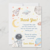 宇宙飛行士 外部空間 誕生日 サンクスカード 招待状 (正面)