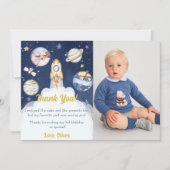 宇宙飛行士 外部空間 誕生日 サンクスカード 招待状 (正面)