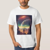宇宙飛行士 宇宙旅行 月 地球 Tシャツ (正面)