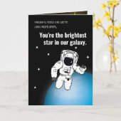 宇宙飛行士/宇宙社会的距離ブラック誕生日 カード (黄色い花)