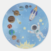 宇宙飛行士 宇宙 ロケット 宇宙船 惑星 ラウンドシール (正面)