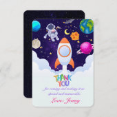 宇宙飛行士、宇宙、惑星ありがとうメッセージカード サンキューカード (正面/裏面)