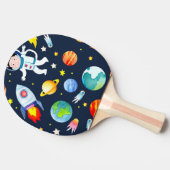 宇宙飛行士+宇宙+惑星+ロケット+パターン 卓球ラケット (横)