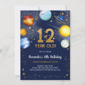 宇宙飛行士 宇宙 星 銀河系 12歳の誕生日 招待状 (正面)