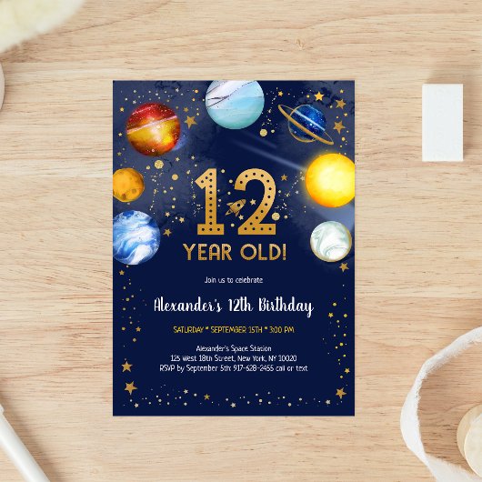 宇宙飛行士 宇宙 星 銀河系 12歳の誕生日 招待状