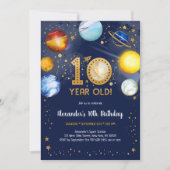 宇宙飛行士 宇宙 星 銀河 10歳の誕生日 招待状 (正面)