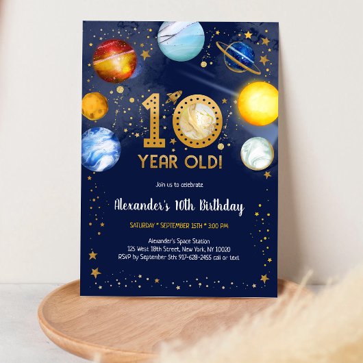 宇宙飛行士 宇宙 星 銀河 10歳の誕生日 招待状