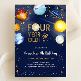 宇宙飛行士 宇宙 星 銀河 4歳の誕生日 招待状