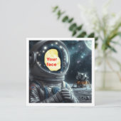 宇宙飛行士、宇宙、私の顔を写真に入れて カード (スタンド正面)