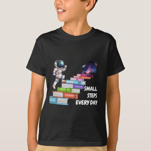 宇宙飛行士 小さな一歩 宇宙 Tシャツ (正面)