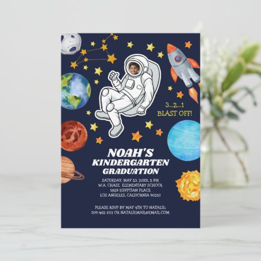 宇宙飛行士 幼稚園 卒業 招待状 (スタンド正面)