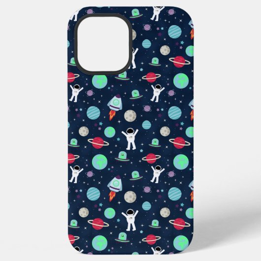 宇宙飛行士 惑星 ロケット エイリアン iPhoneケース (裏面)