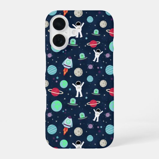 宇宙飛行士 惑星 ロケット エイリアン iPhone 16ケース (裏面)