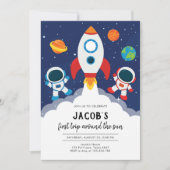 宇宙飛行士 惑星 銀河 誕生日 招待状 (正面)