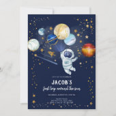 宇宙飛行士 惑星 銀河 誕生日 招待状 (正面)