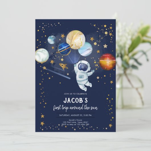 宇宙飛行士 惑星 銀河 誕生日 招待状 (スタンド正面)