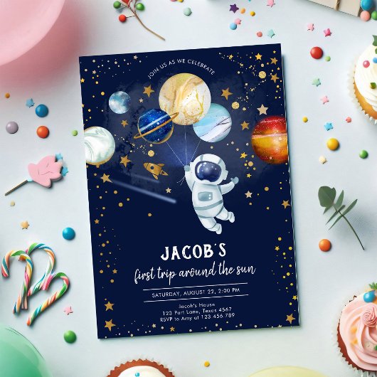 宇宙飛行士 惑星 銀河 誕生日 招待状
