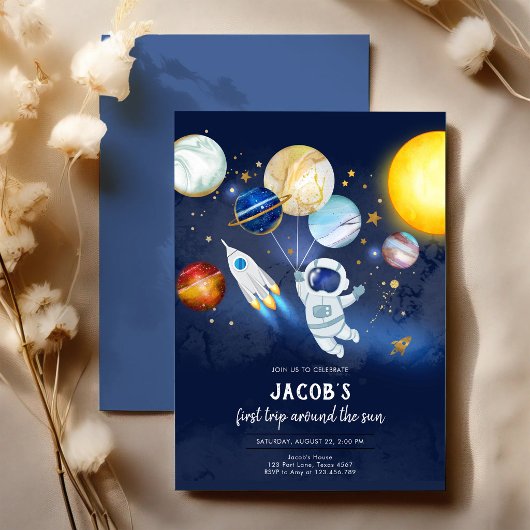 宇宙飛行士 惑星 銀河 誕生日 招待状