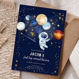 宇宙飛行士 惑星 銀河 誕生日 招待状